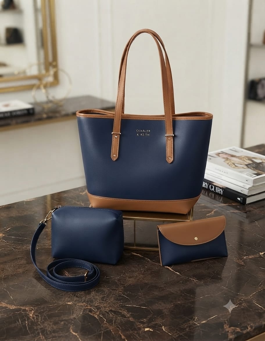 Premium Designer Style 3-Pc Ladies Tote Bag Set